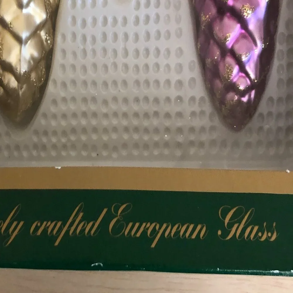 Christmas Glass Glitter Pinecone Ornaments Set of 7 Sears Roebuck Co. 1980